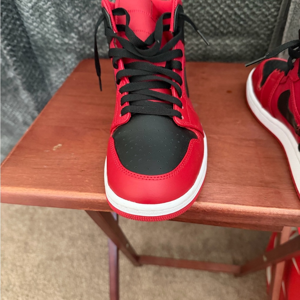 Red and Black High-Top Sneakers